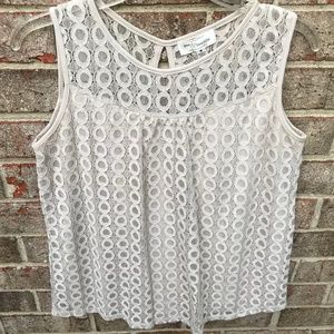 EVE & MADDIE Oatmeal Blush Circle Eyelet Tank Top NWOT | M